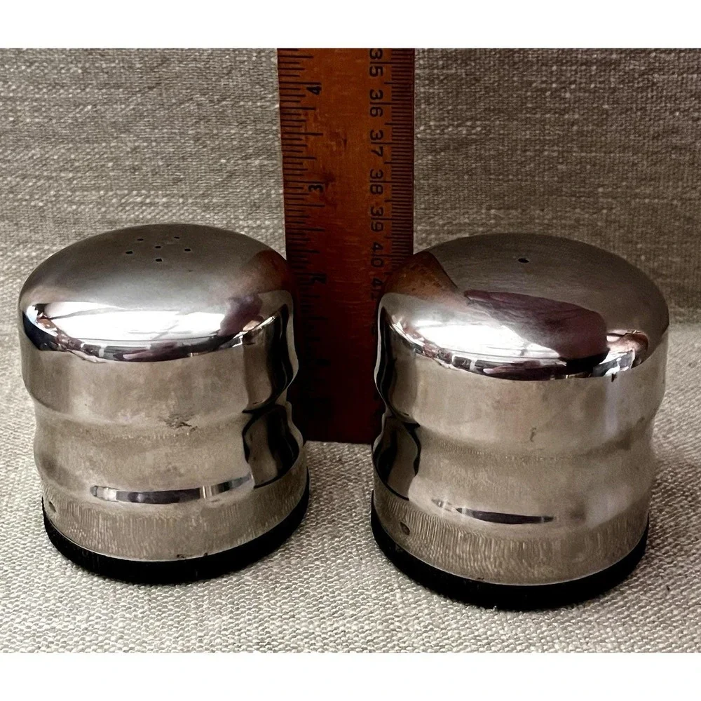 MCM Salt & Pepper Shaker Set 18-8 Stainless Mid Century Danish Modern Aesthetic